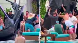 Terrifying scene unfolds as metal cabana frame crashes into packed casino pool area Architects Australia